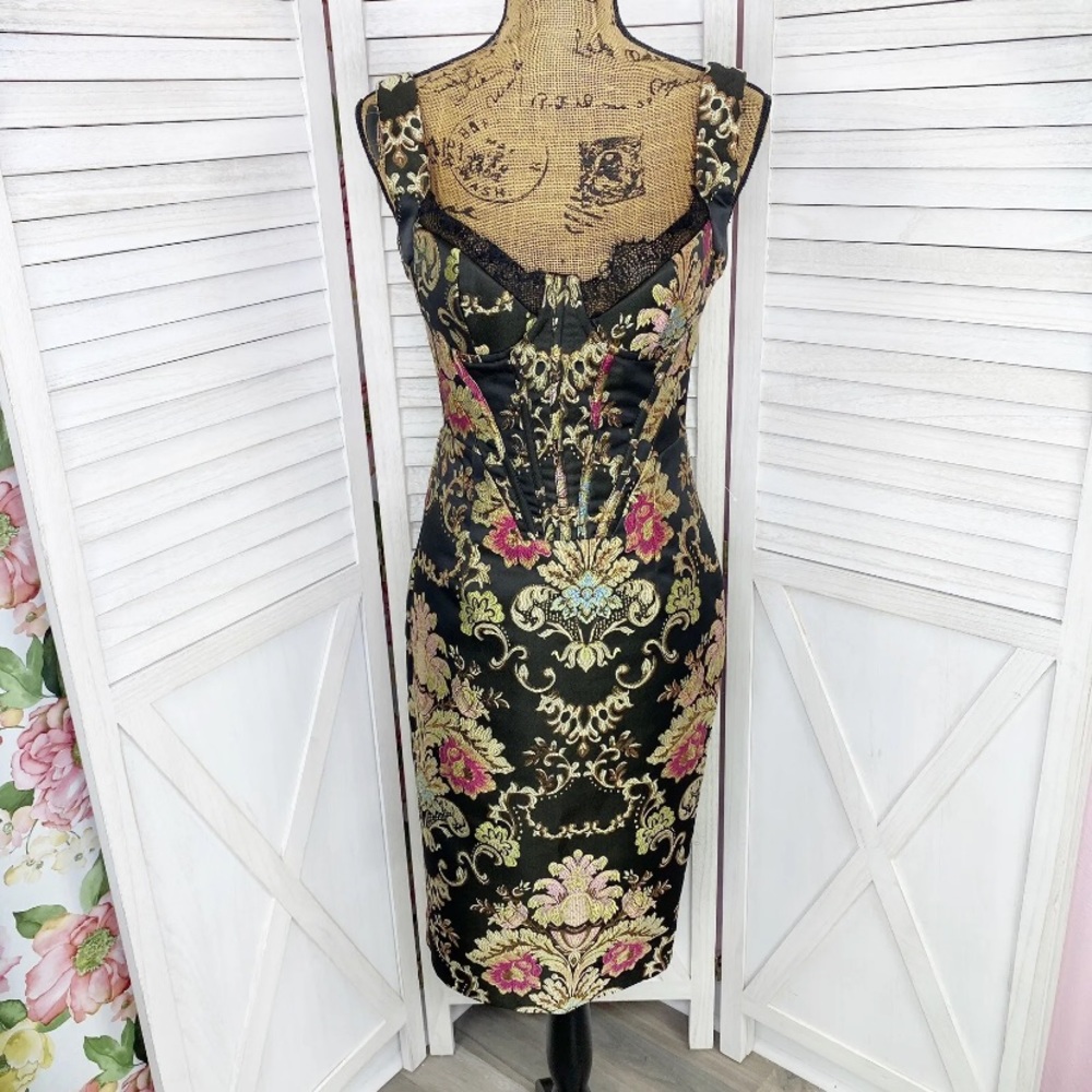 Valentine’s Day Floral Brocade Cocktail Dress